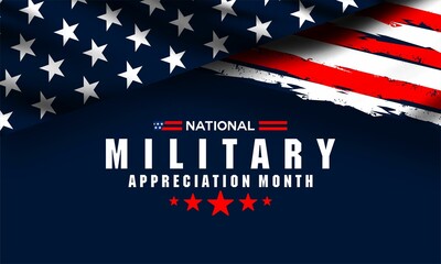 National Military Appreciation Month  is celebrated every year in May and is a declaration that encourages U.S. citizens to observe the month in a symbol of unity. Vector illustration