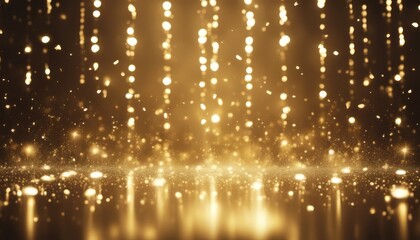Fototapeta na wymiar Award party stage golden stage glitter animation. stars, lights and particles. Luxury gold light star