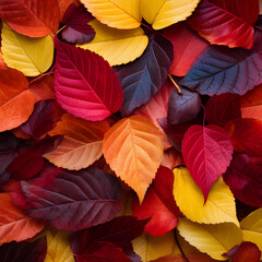 A close-up of vibrant autumn leaves. 