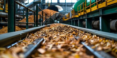 Converting Agricultural Forestry Waste into Clean Energy at Biofuel Plant. Concept Clean Energy, Biofuel Production, Agriculture Innovation, Waste Management, Renewable Resources
