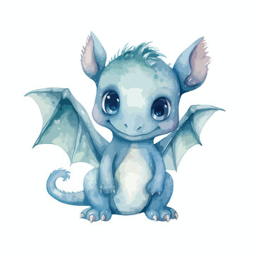 Watercolor Baby Dragon Clipart 