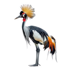 African crowned crane on isolated transparent background
