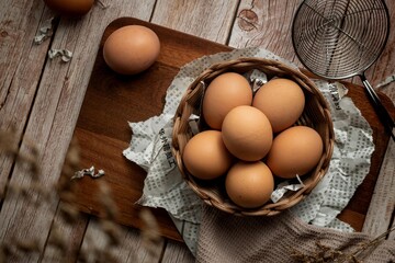 fresh eggs in the basket