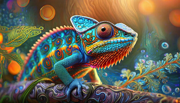 gros plan d'un cam&eacute;l&eacute;on