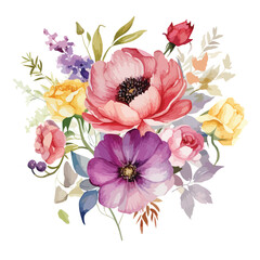Watercolor Colorful Flowers clipart 