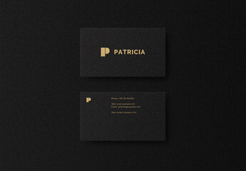 Black Gold Foil Business Card Logo Effect Mockup Template