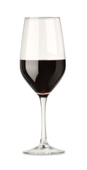 Red wine in glass isolated on white