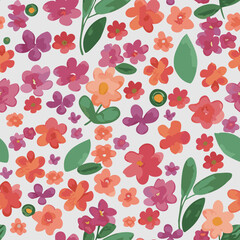 Watercolor style floral wallpaper vector.
vector art painting illustration flower pattern.
Spring flowers seamless pattern background. 