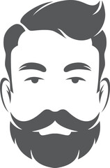 Hipster avatar. Black face silhouette. Man with retro moustaches