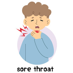Sore throat 3 cute on a white background, vector illustration.