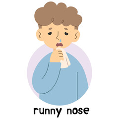 Runny nose 3 cute on a white background, vector illustration.