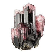 Schorl Tourmaline isolated on transparent background