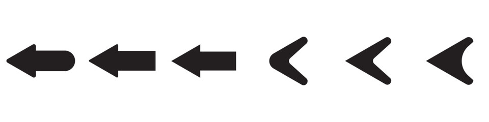 Vector arrows to the left. Directional arrows, backward icon, left direction, left sign icon.