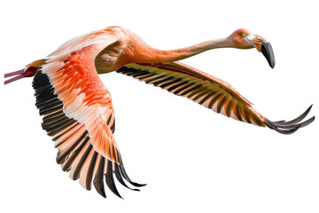 flying flamingo on isolated transparent background - obrazy, fototapety, plakaty