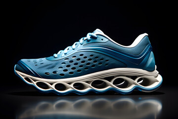 Sport sneakers in blue color fashion concept