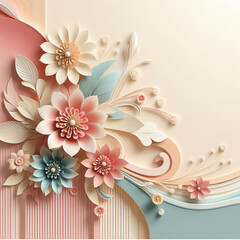 beautiful and cute flower 3D animate soft color design wallpaper and illustration