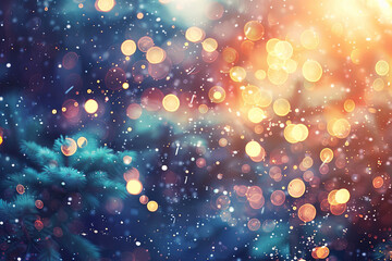Fototapeta premium Dreamy vintage bokeh background, beautiful festive blur backdrop, abstract festive wallpaper, holiday greeting card