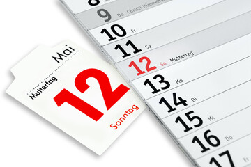 Deutscher Kalender Datum 12. Mai  2024 Sonntag Muttertag - 763335068