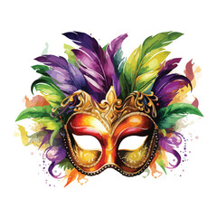 Watercolour Mardi Gras clipart isolated on white background