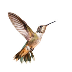 Fototapeta premium flying humming bird on isolated transparent background