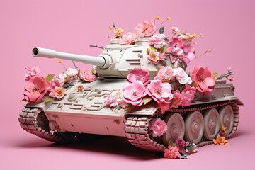 a tank decorated with flowers