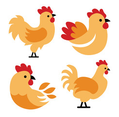 Flat Minimalist Chicken Logo