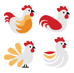 Flat Minimalist Chicken Logo