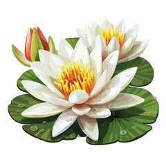 White Water Lily clipart isolated on white background