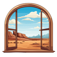 Window on Desert Clipart isolated on white background