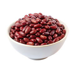 Red beans in a white bowl. isolated on transparent background.