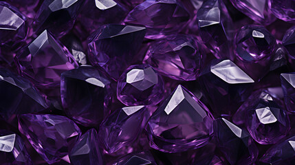 A bunch of purple diamonds are shown in this image, with a texture background of purple and pink lights in the middle of the image.  generative ai - obrazy, fototapety, plakaty