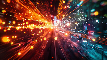 Fototapeta premium Dreamy energetic road traffic abstract as a background, cars and