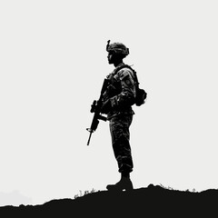 Silhouette of Military Army