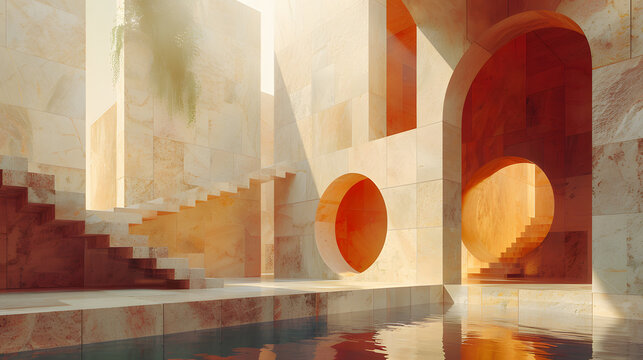 light natural colors, dynamic, detailled, sacred geometric, cubism, photoreal, render