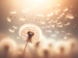 Dandelion Whispers at Sunset: A Dance of Light and Seeds