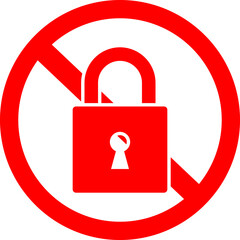 Padlock Forbidden Icon. No Padlock Vector. 