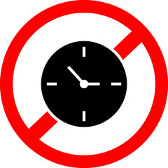 No Time Icon. No Clock Vector.  Time Forbidden Sign.