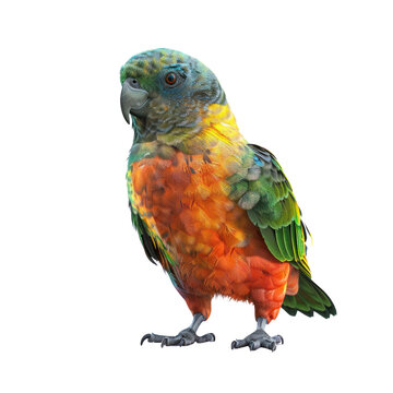 orange bellied parrot on isolated transparent background
