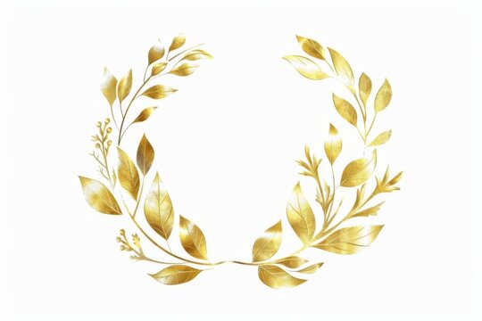 Elegant golden wreath of victory leaves, a timeless symbol of achievement and success. 