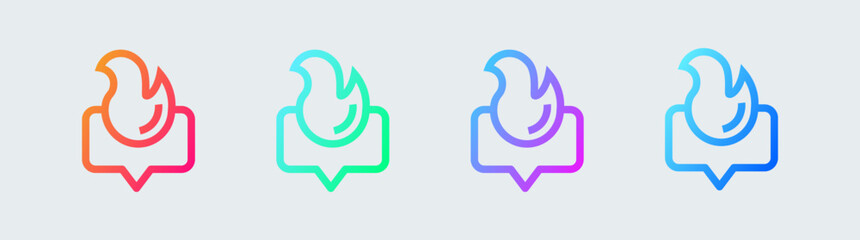 Trending line icon in gradient colors. Fire signs vector illustration.