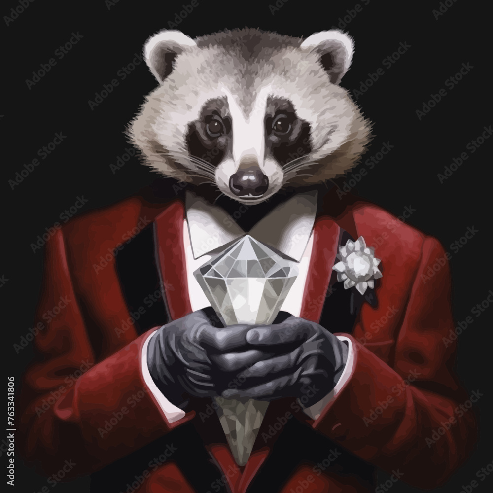 Wall mural badger in suit holding big diamond - Wall murals