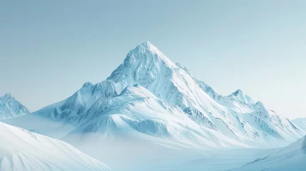 Crédence de cuisine en verre imprimé Bleu clair A striking image of a pristine snowy mountain peak reaching into the clear blue sky, embodying the quiet power of nature.