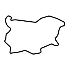 Bulgaria country simplified map. Thick black outline contour. Simple vector icon