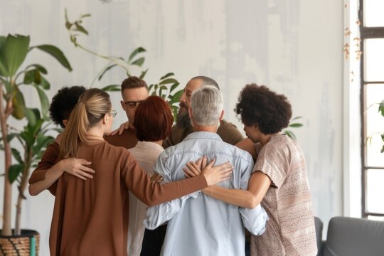 A group of people standing in a circle