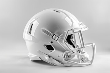 Photo of a white American football helmet on an isolated background