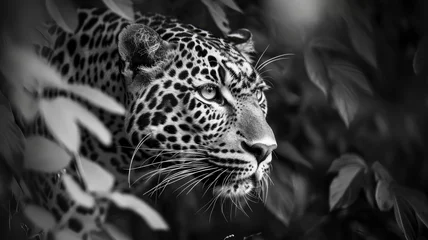 Fotobehang Ein Leopard, eine wilde Katze in freier Bahn. Ein Tier in voller Pracht. © shokokoart