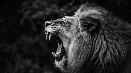 Löwe, eine Wildkatze in Afrika. Ein wildes Tier mit viel Kraft. - obrazy, fototapety, plakaty