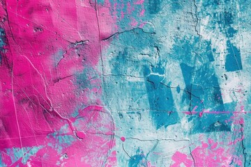 Abstract Blue and Pink Grunge Background with Stencil Texture