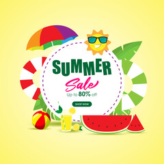 Vector illustration of Summer Sale social media feed template