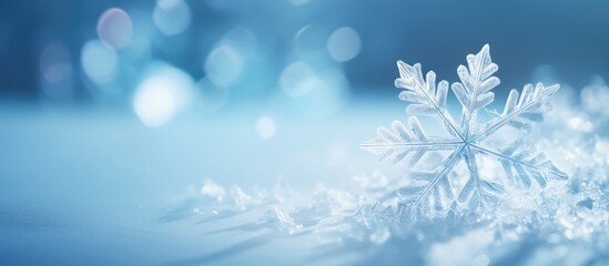 Fototapeta na wymiar Snowflakes scattered on snowy ground
